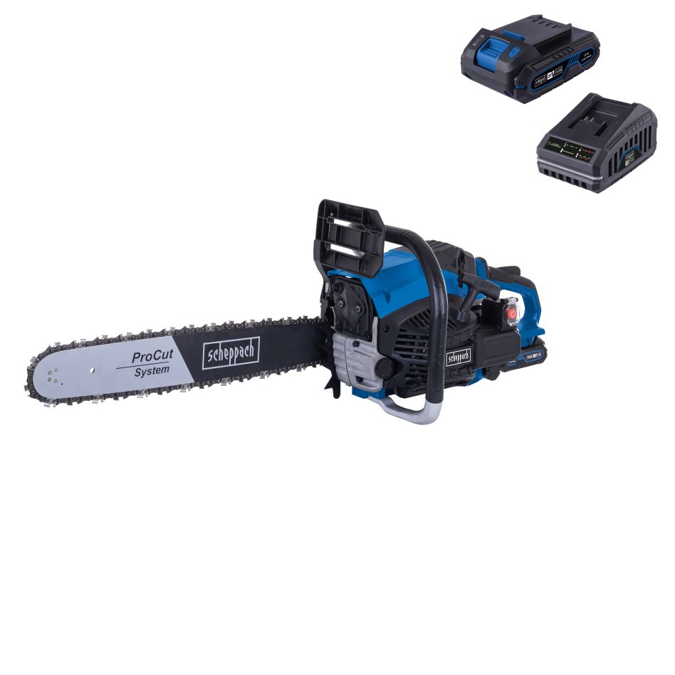 Scheppach 5910116903 Petrol chainsaw 20V PCS56E 56cc (with battery)