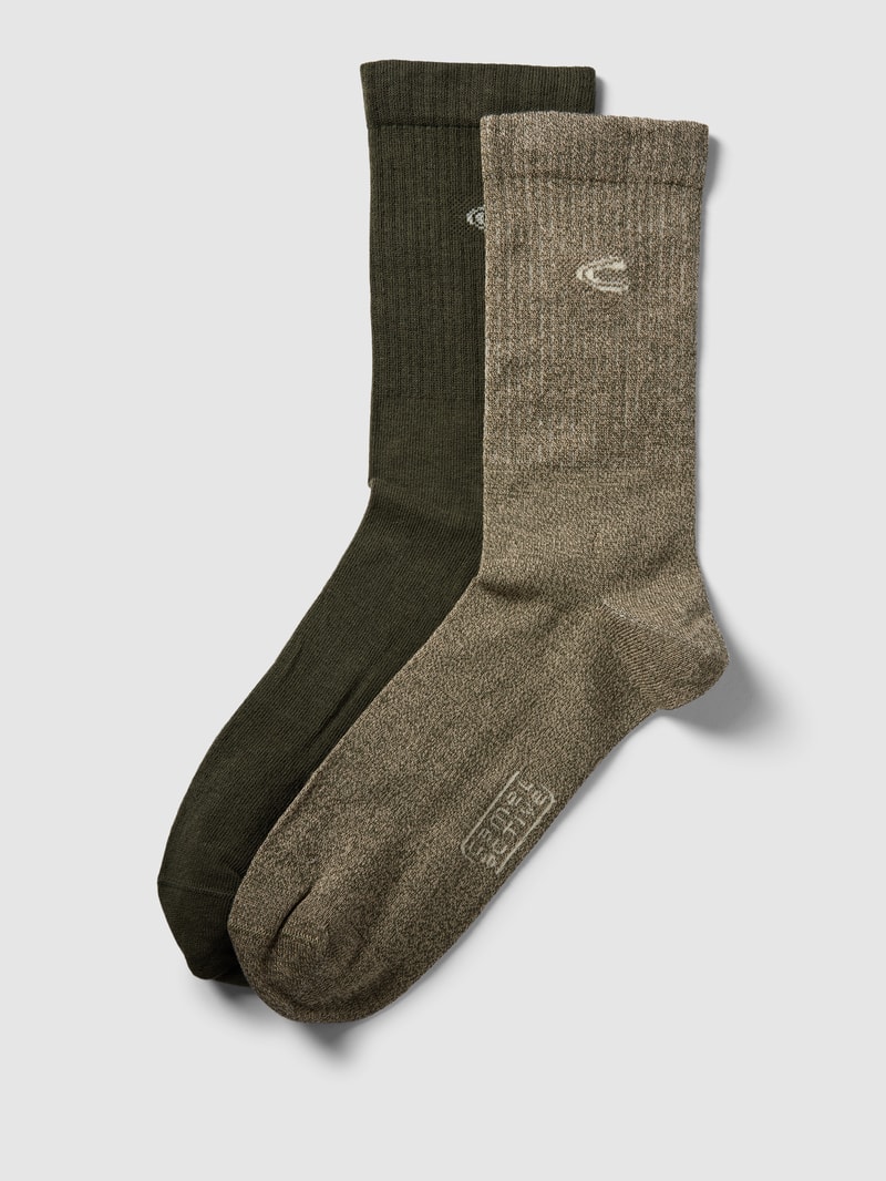 Socken mit Label-Stitching im 2er-Pack in khaki