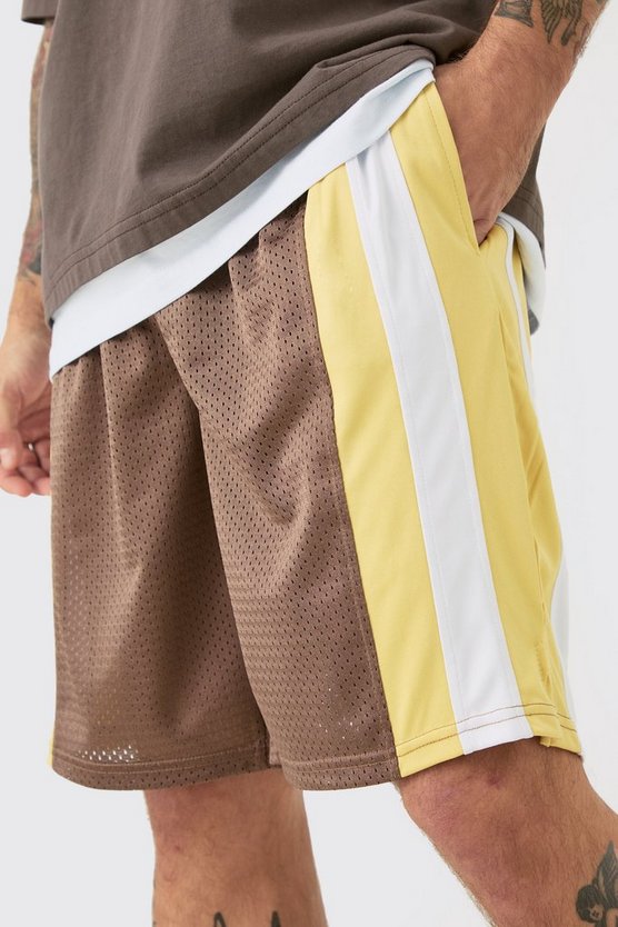 Mesh Colorblock Basketball-Shorts