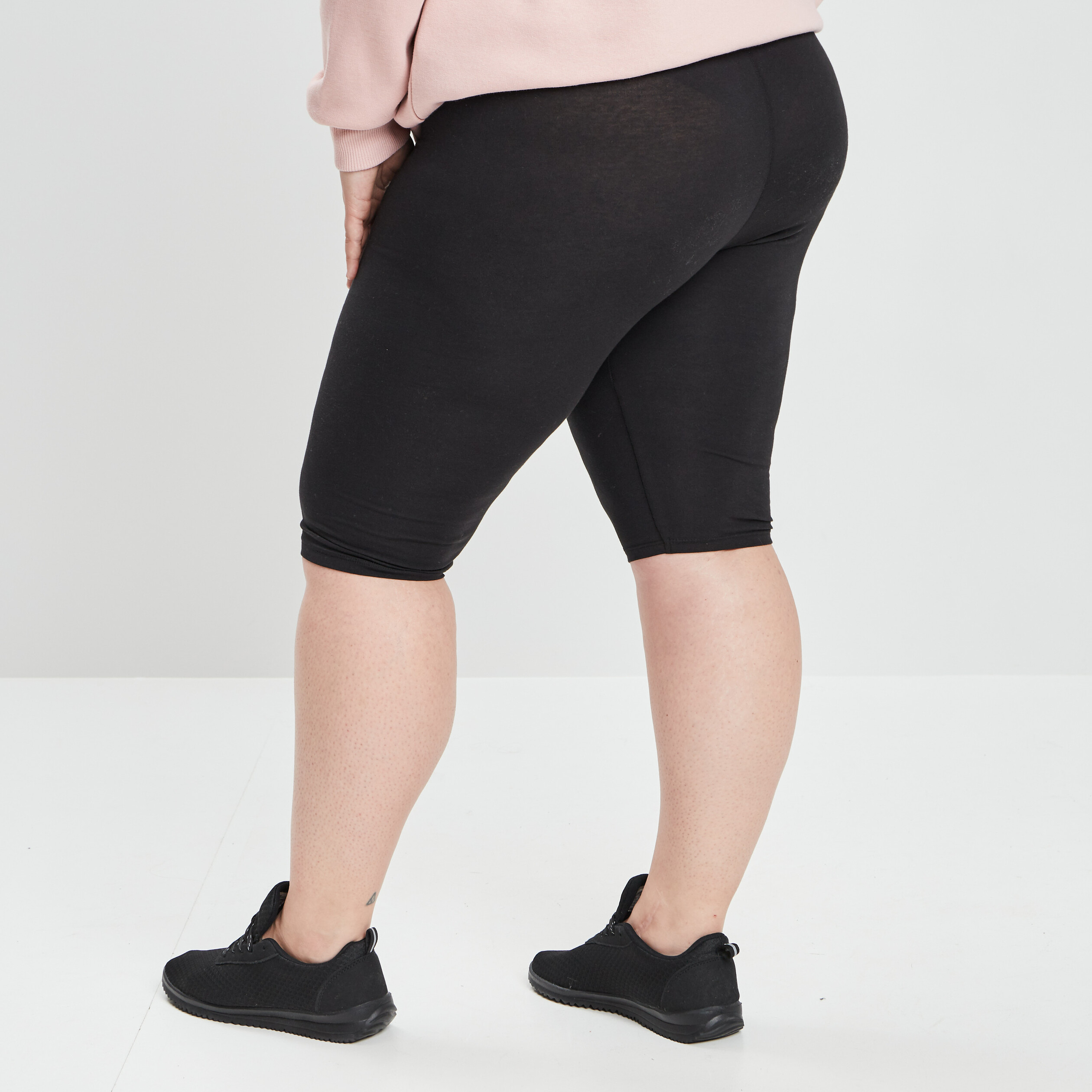 Short cycliste coton noir femme grande taille | La Halle