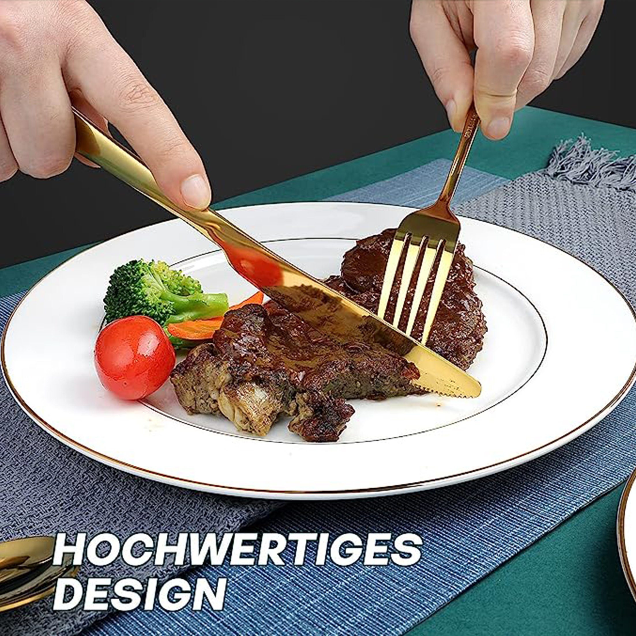 KÜLER Besteck-Set Tafelgeschirr Edelstahlbesteck Messer Gabel und Löffel 24-teiliges Set