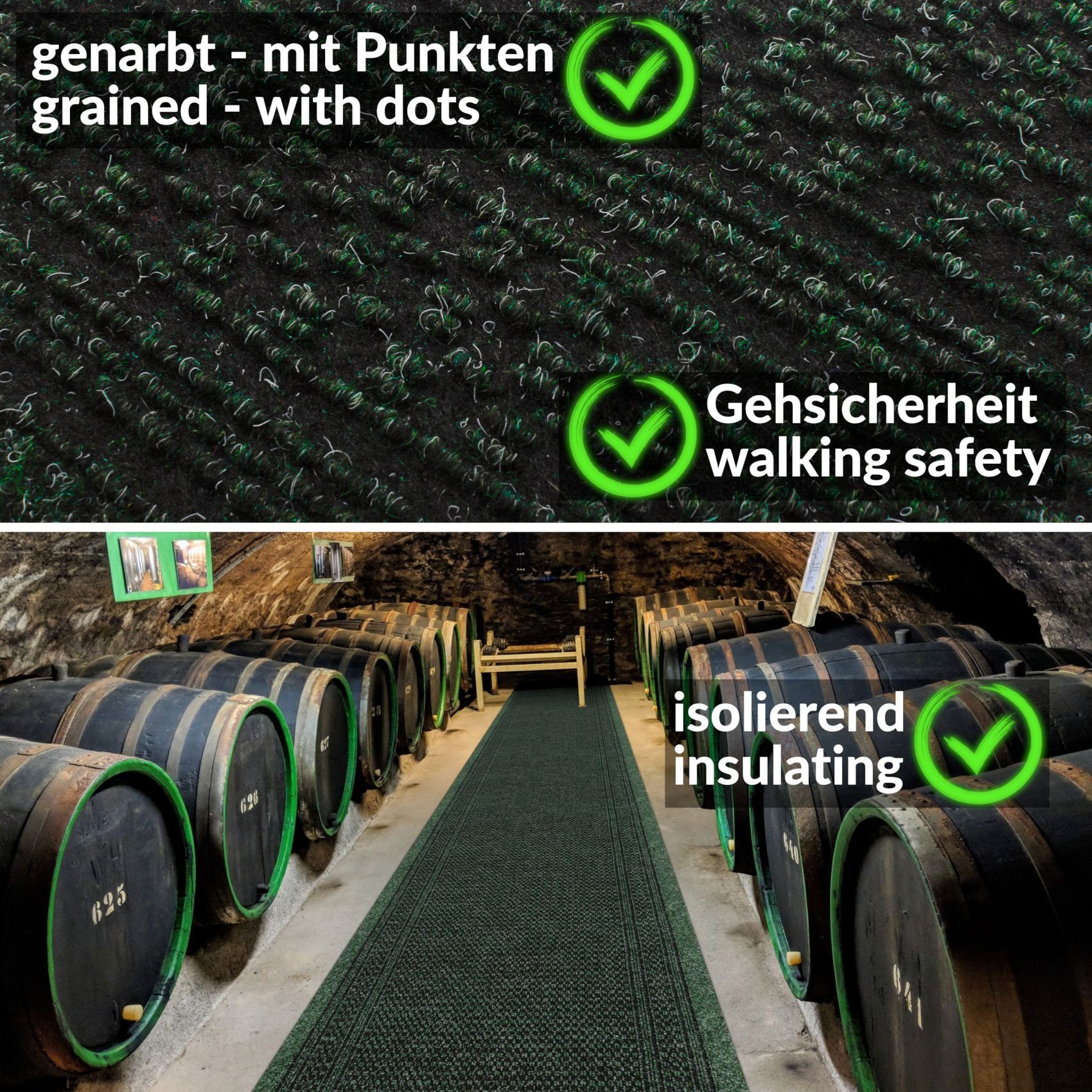 Läufer Flurläufer Fußmatte Textil Vorleger Läufer AZTEK Genarbt Robust Wasse, ANRO, Rechteckig, Höhe: 6 mm, Textil