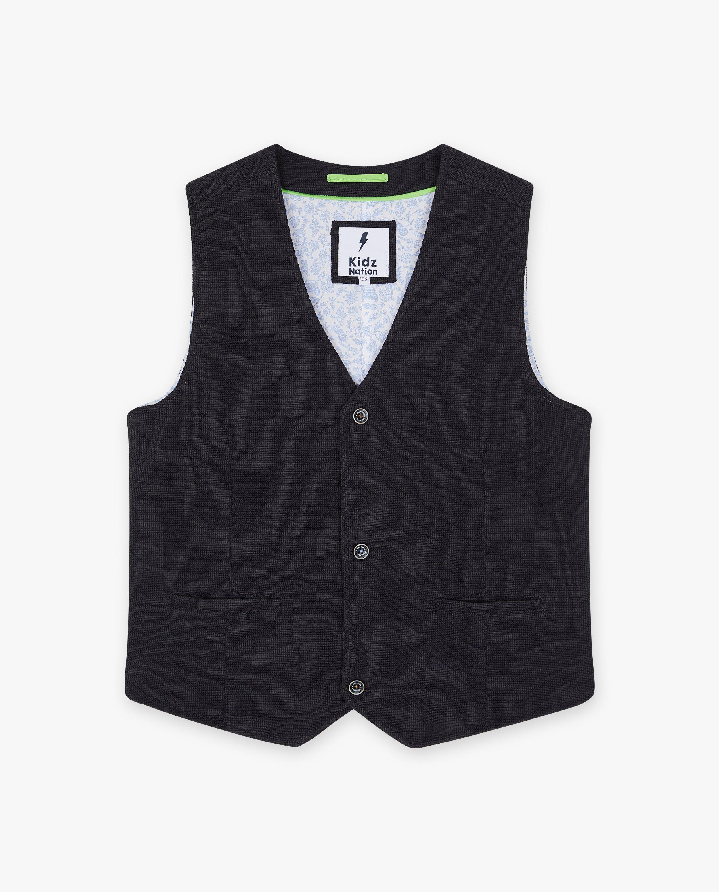 Vestă Kidz Nation cu model waffle, albastru închis festiv