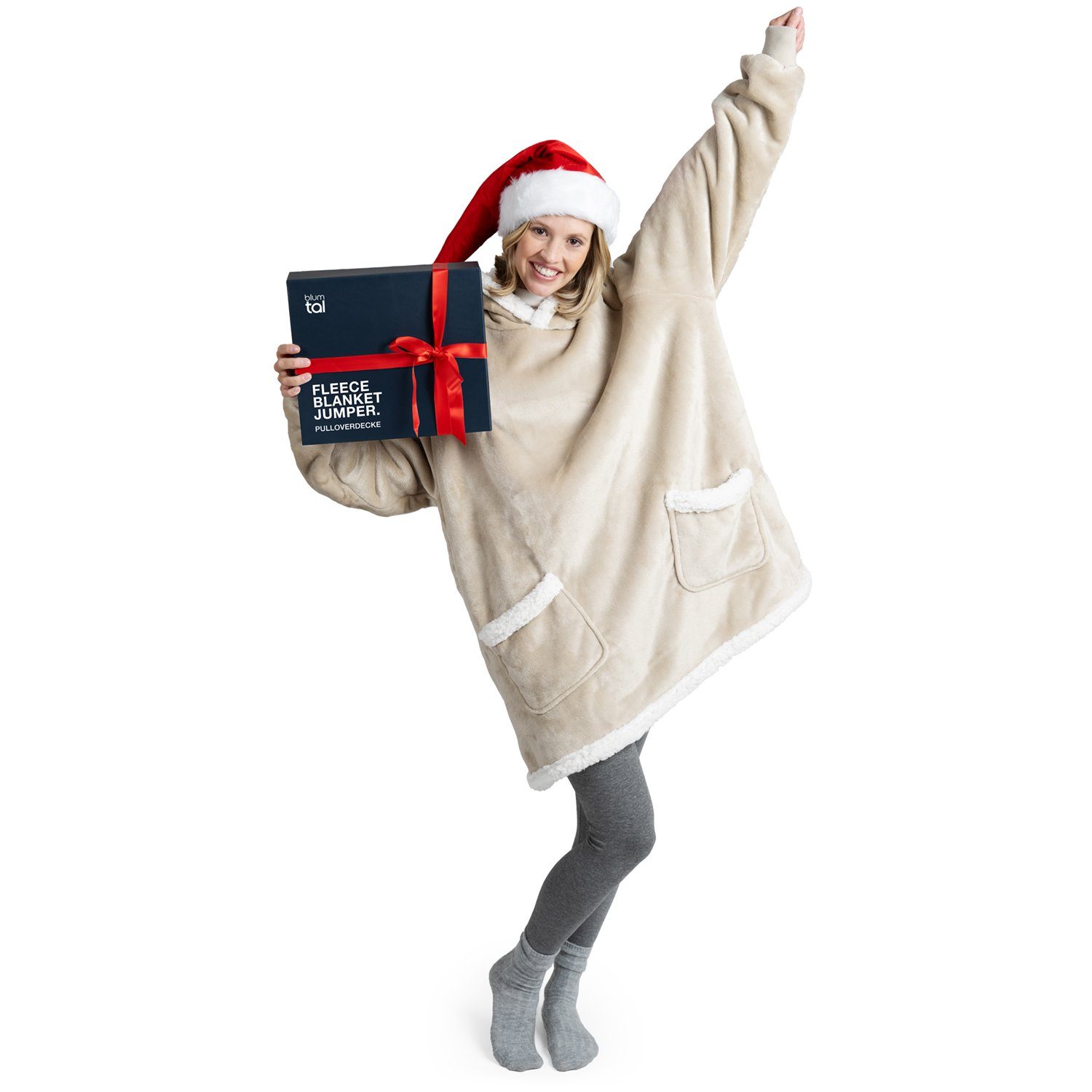 Wohndecke Blumtal Hoodie Decke mit Ärmeln und Kapuze - tragbare Decke mit Ärmeln, Blumtal, Kuscheldecke mit 2 Fronttaschen für maximale Bewegungsfreiheit