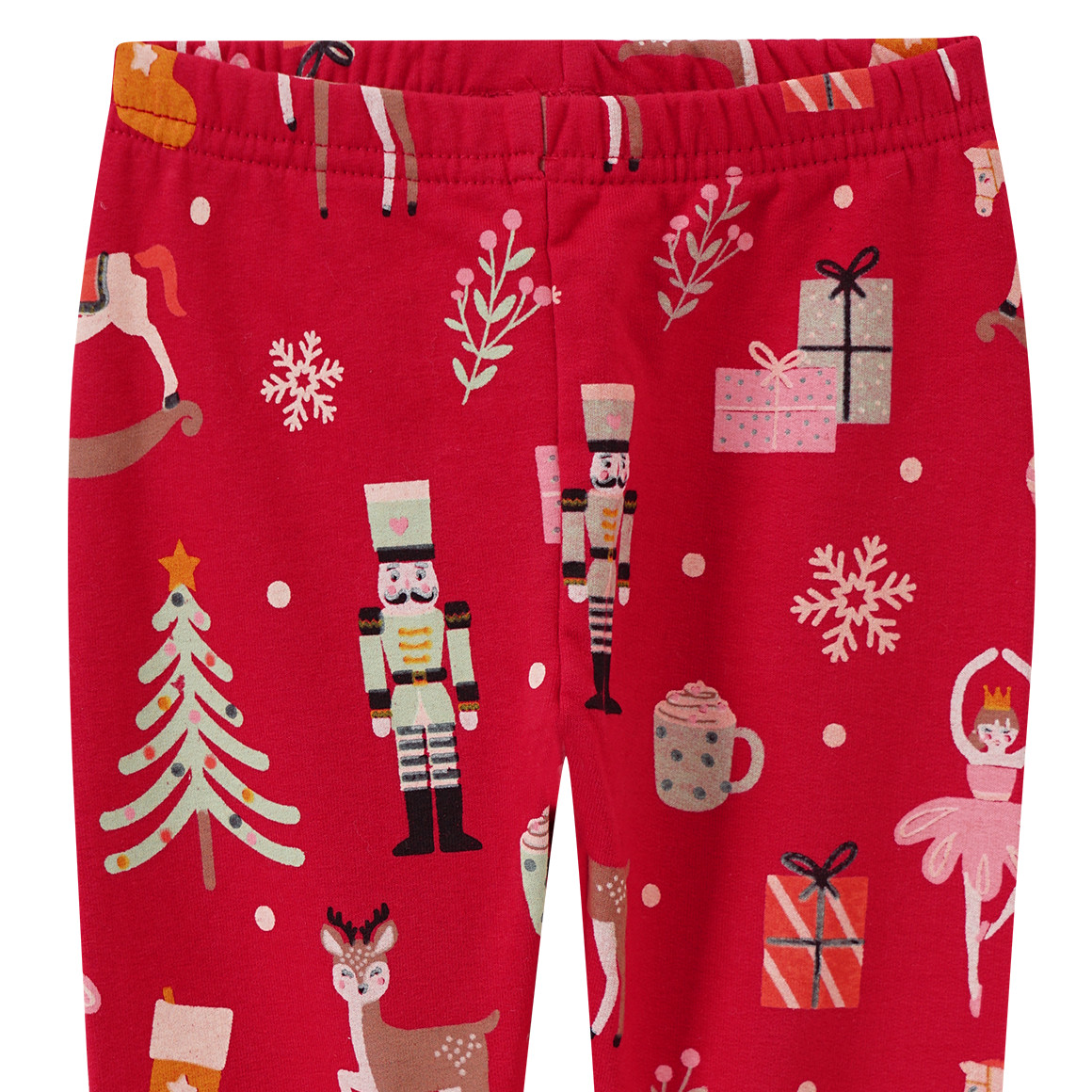 Baby Weihnachtsleggings mit bunten Motiven rot