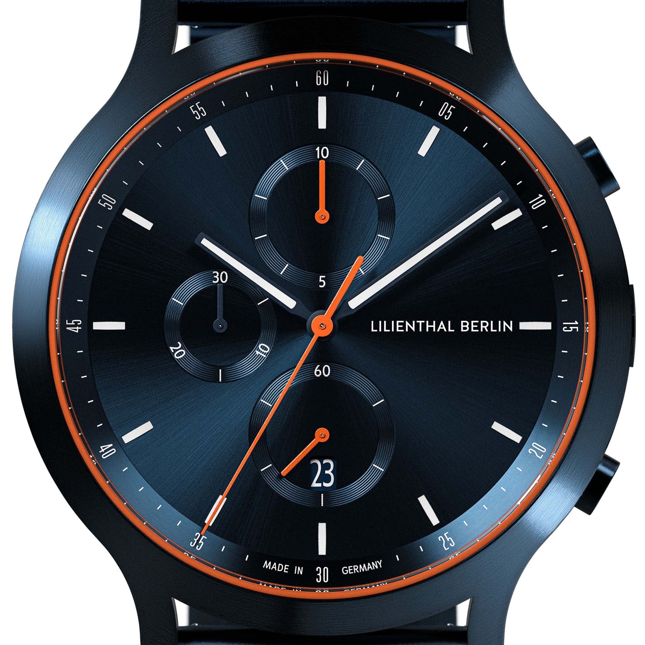 Lilienthal Berlin Chronograph Chronograph Blue Orange - Edelstahl Blau