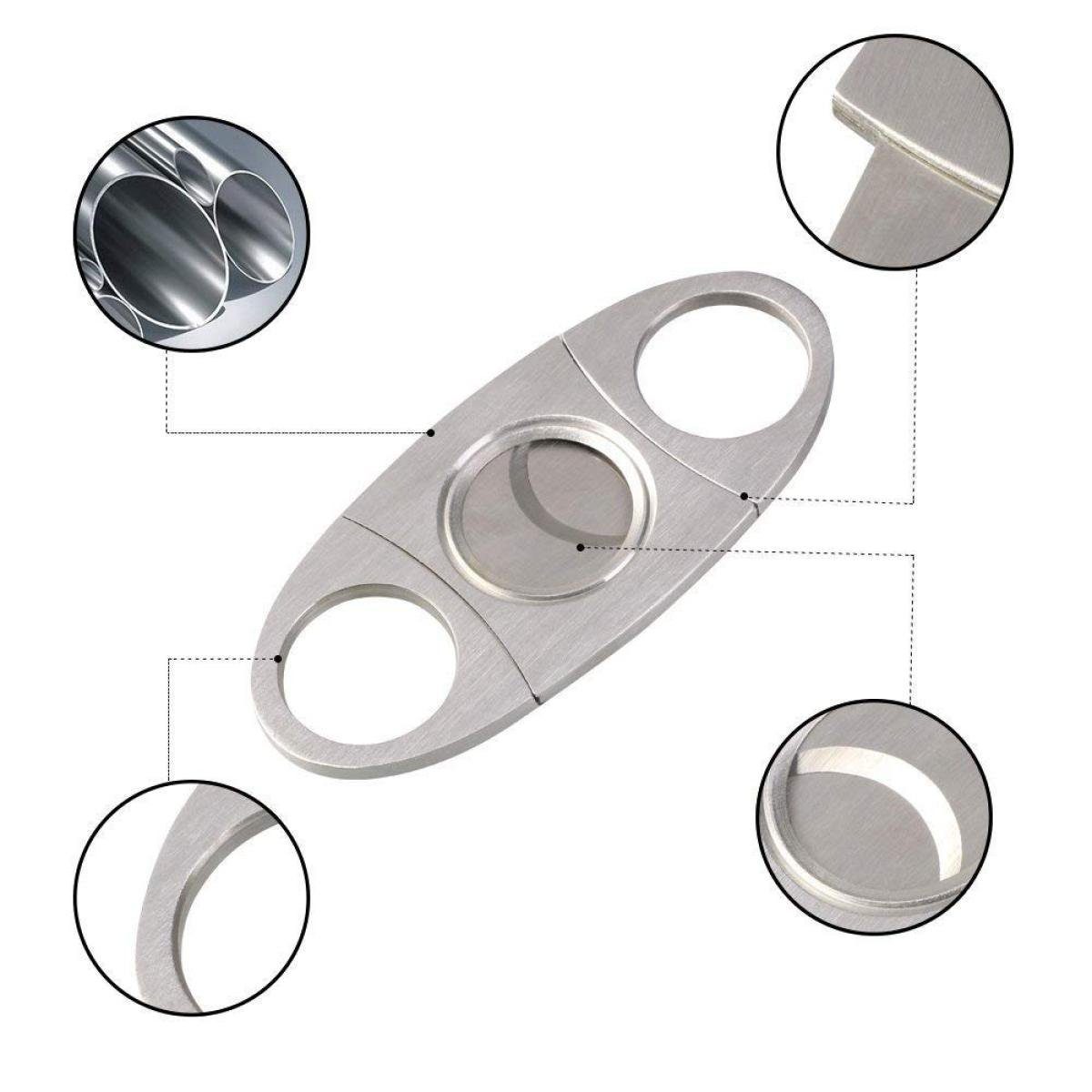 Jormftte Humidor Silber Edelstahl Zigarrenabschneider,Doppelklinge Schere