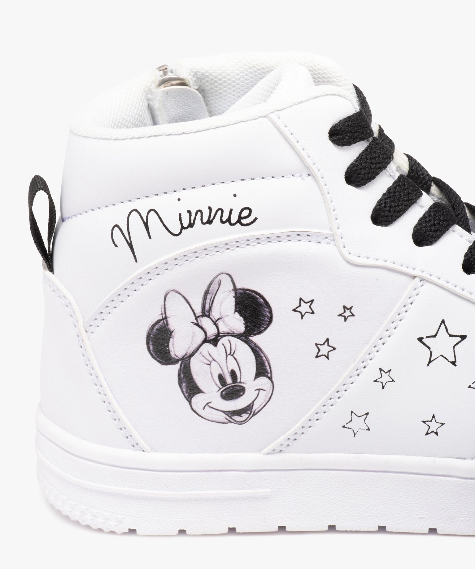 Baskets fille mid-cut à fermeture lacets et zip - Minnie blanc | GEMO