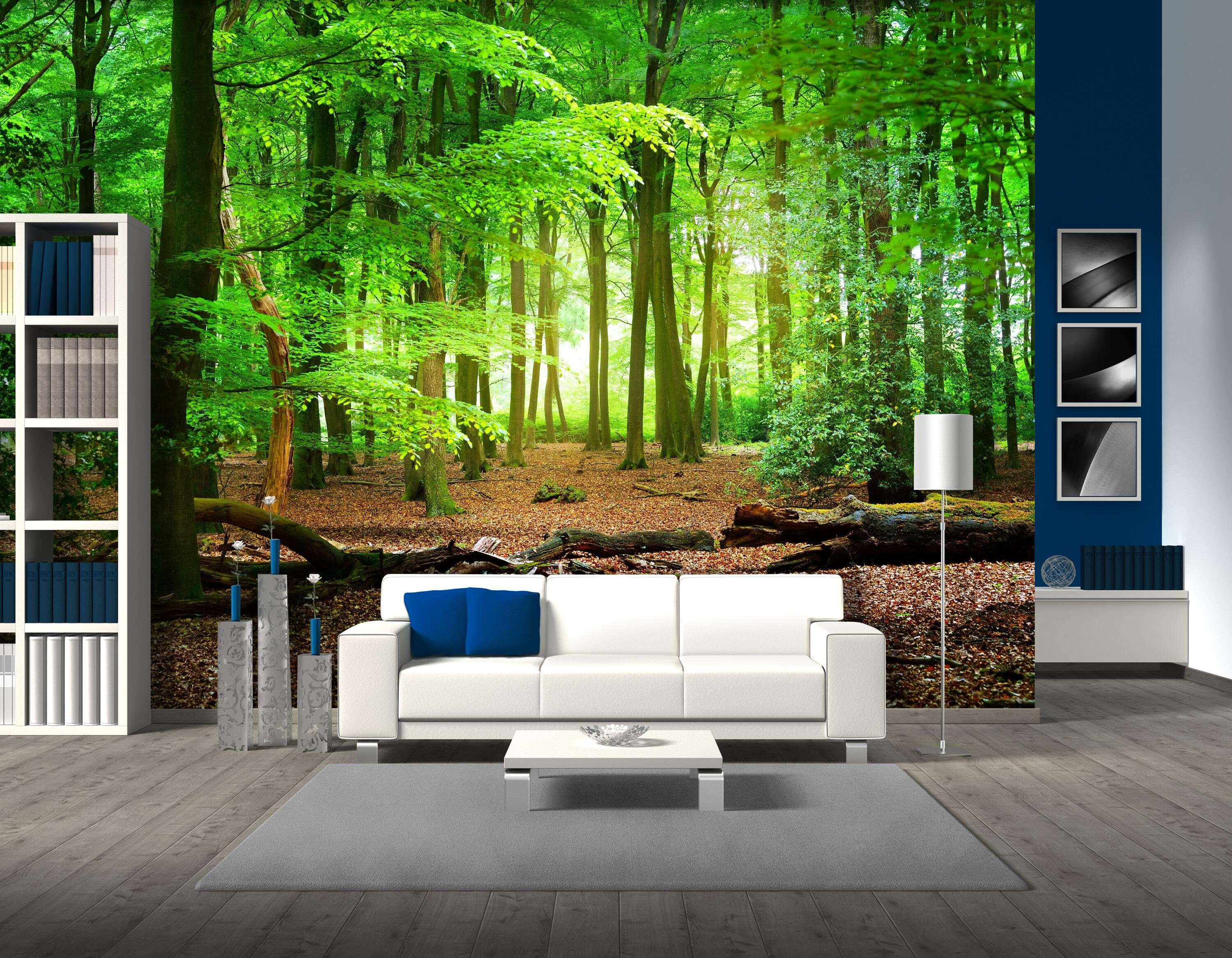 wandmotiv24 Fototapete Wald Sommer Natur, strukturiert, Wandtapete, Motivtapete, matt, Vinyltapete, selbstklebend