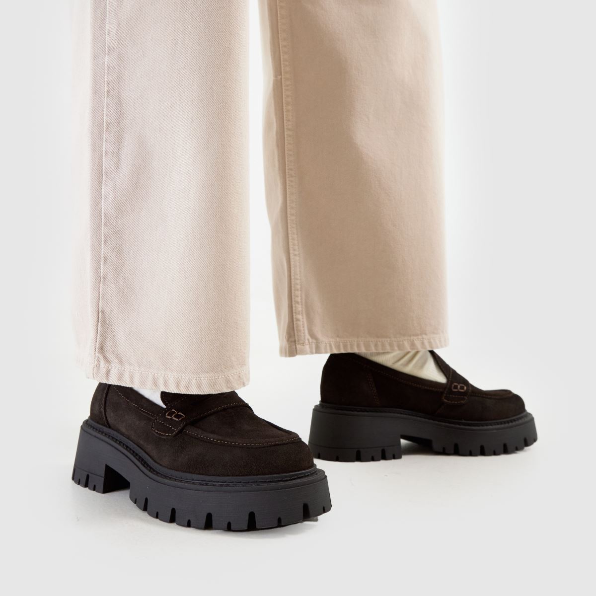 Schuh Lennox – Bruna, platta loafers i mocka