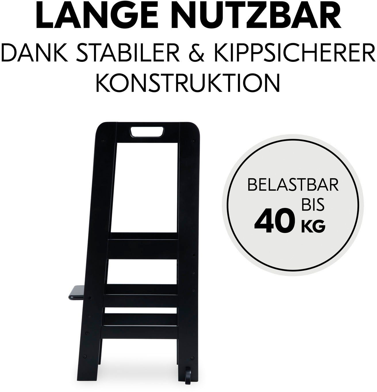 Hauck Stehhilfe Lernturm Learn N Explore, Black, FSC® - schützt Wald - weltweit