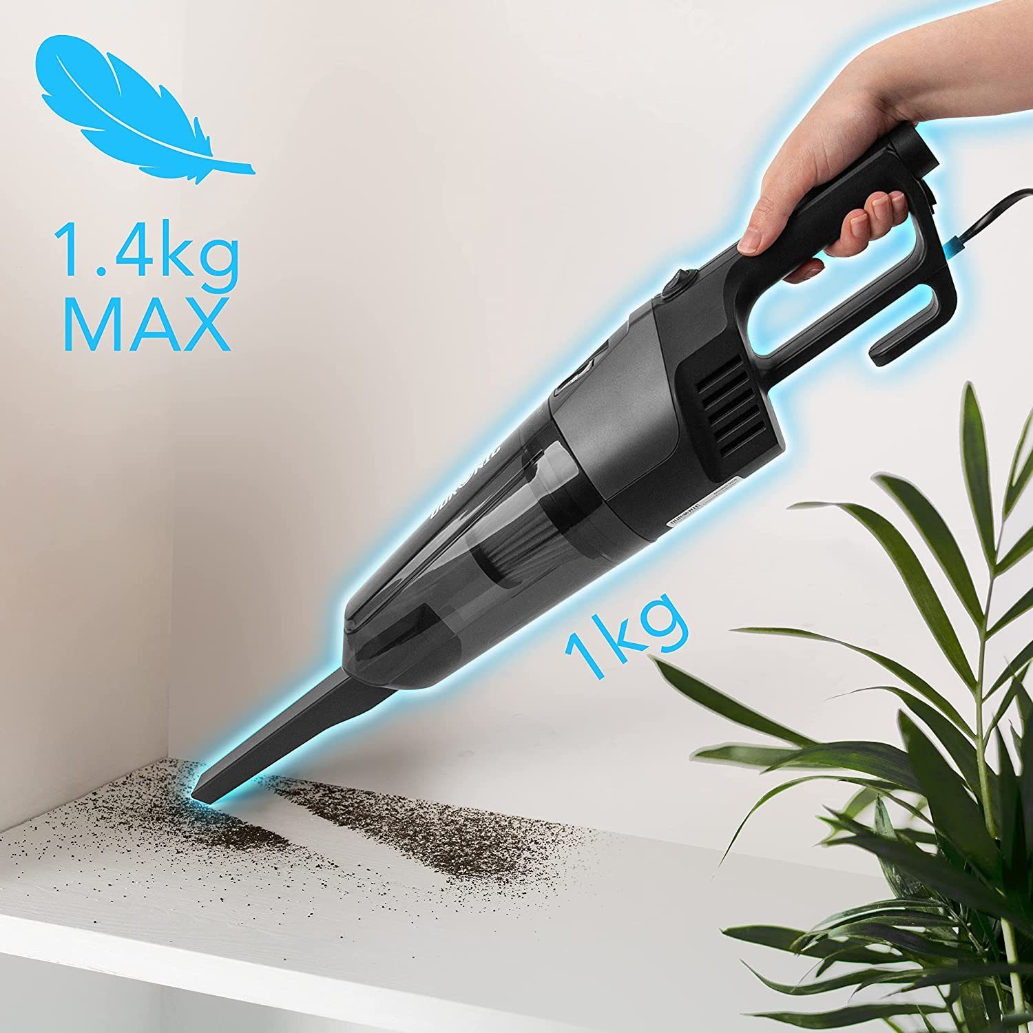 Duronic Bodenstaubsauger, VC9 Bodenstaubsauger, 2-in-1 Handstaubsauger und Stielstaubsauger, Inkluviv Bodenbürste für Tierhaar und Zubehör, Beutellos HEPA Filter, 600 Watt, Staubsauger für Auto, Kabelgebunden