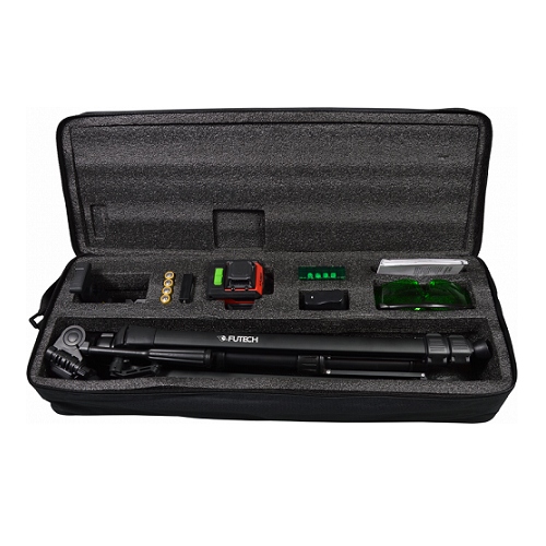 Futech 026.3FG-S Multicross 3D Bodenlaser-Set (kabellos, Kreuzlinienlaser), grün, inkl. Akku und Stativ in Tasche