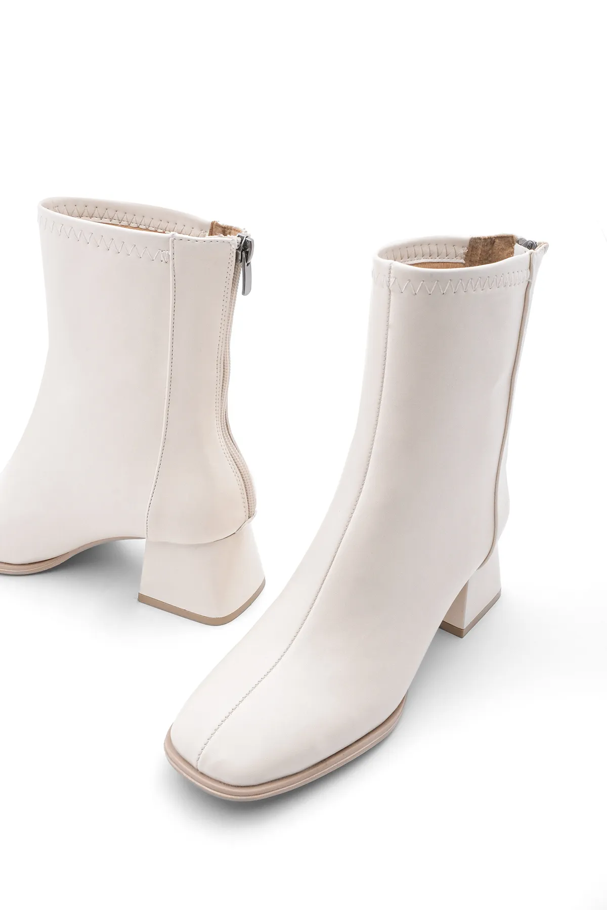 Marjin  Stiefelette - Ecru - Blockabsatz