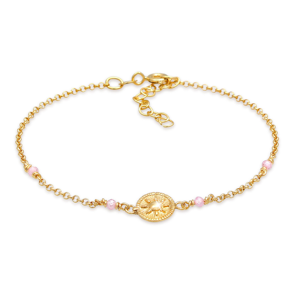 Elli Elli Bracelet Dames Pièce de Monnaie Sun Vintage Trend Réglable avec Quartz Rose  Bracelet
