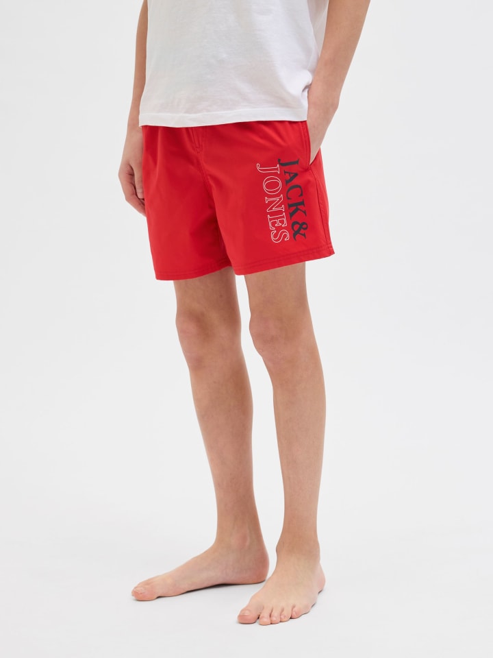 JACK & JONES Junior Badeshorts  JPSTMAUI JJSWIM DOUBLE LOGO JNR in true red günstig kaufen