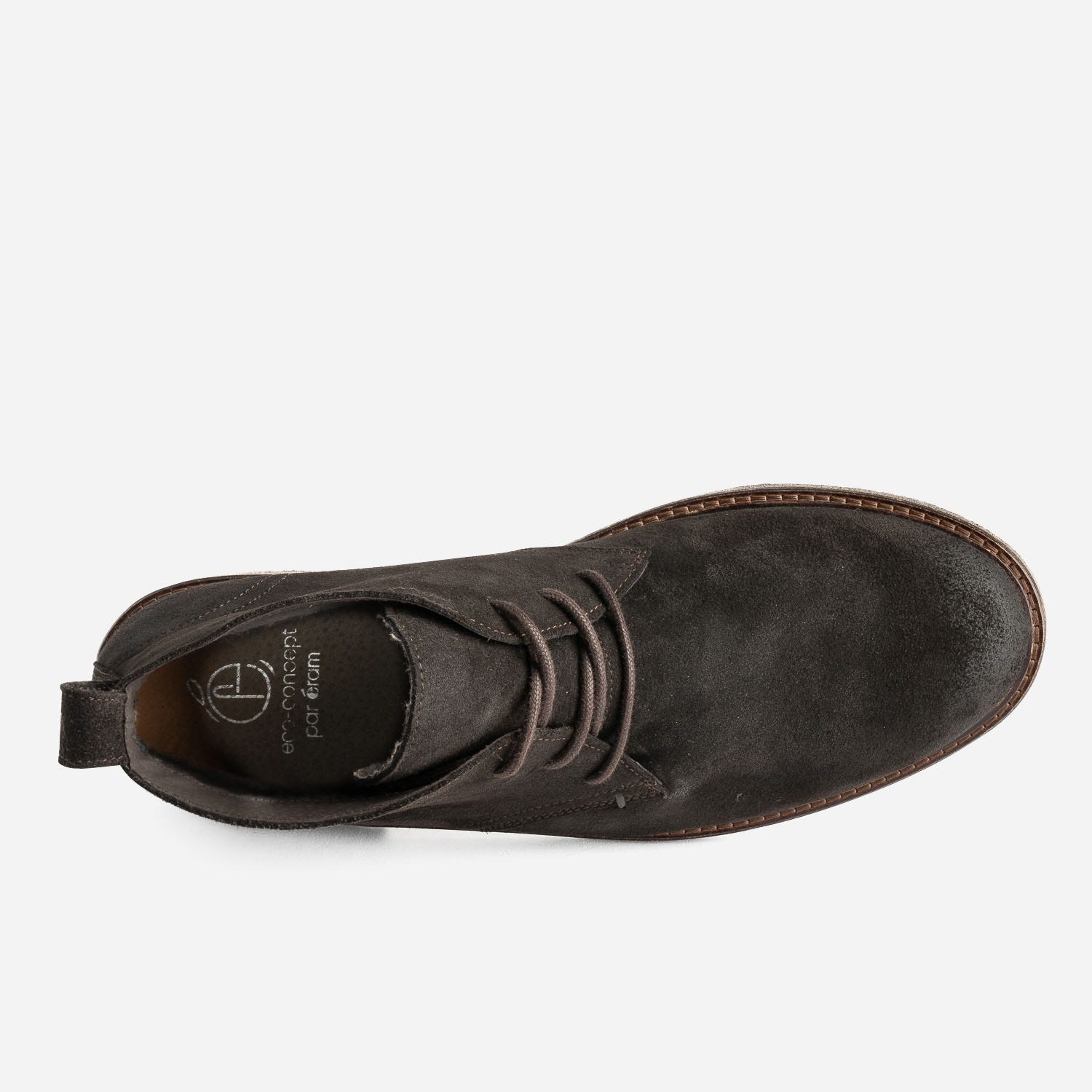 Desert boots marron foncé éco-conçu en cuir velours