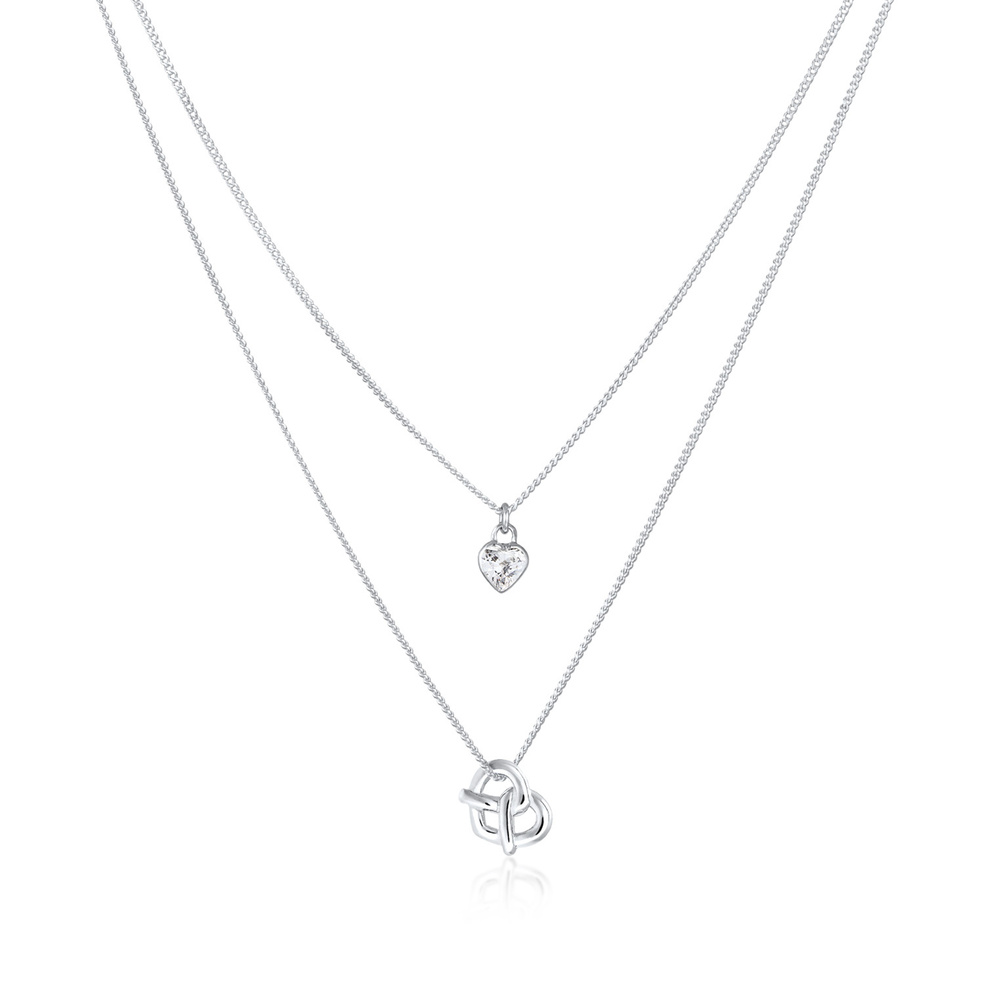 Elli Elli Collier Femmes couches cœur bretzel pendentif costumes avec zircon en argent collier