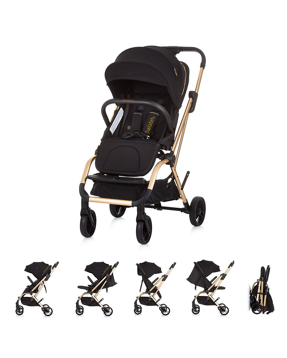 Kinderwagen Buggy Twister 360 Grad drehbar Rückenlehne verstellbar Korb PU-Räder Buggys