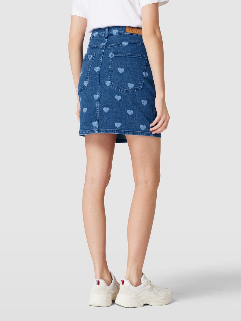 Jeansrock mit Allover-Print Modell 'Piper' in blau