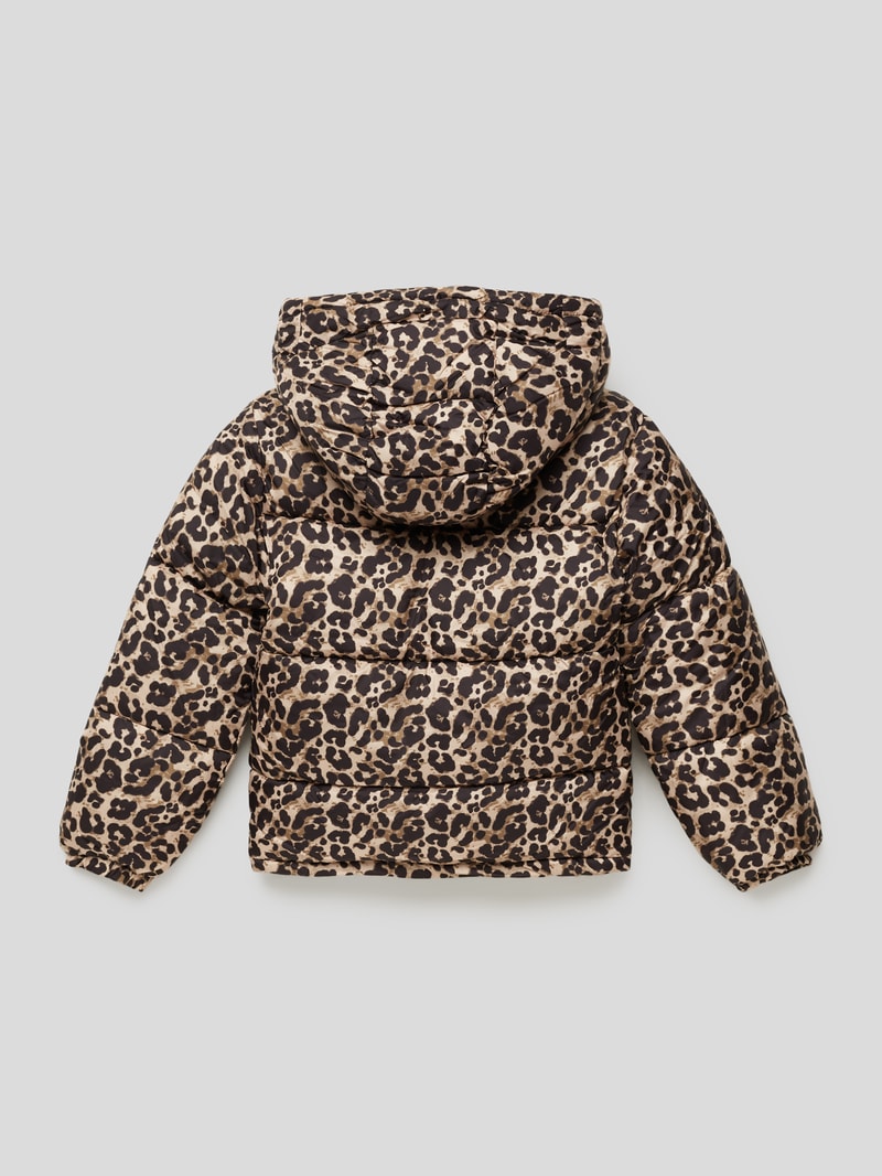 Steppjacke mit Animal-Print in schwarz
