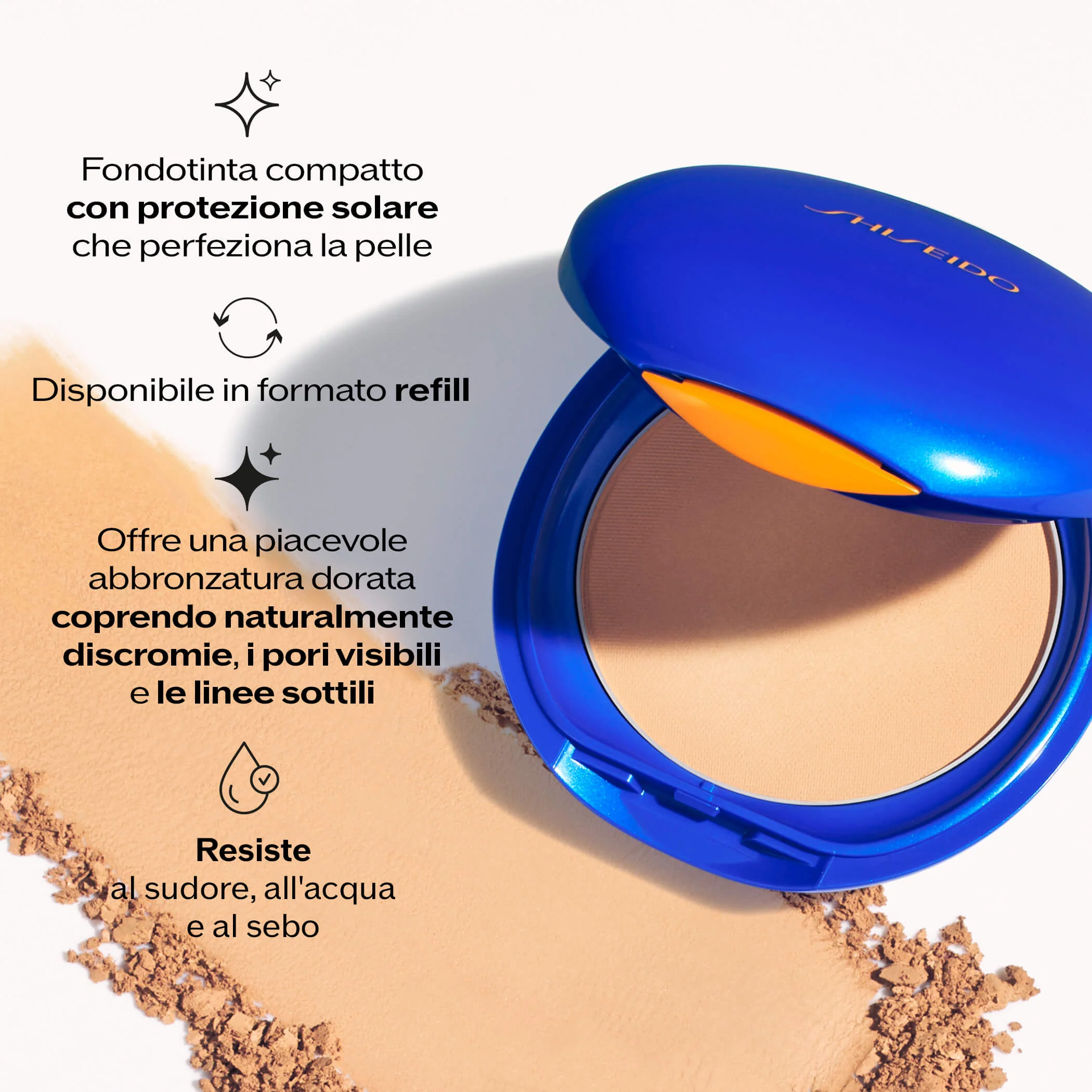 UV-beskyttende kompakt foundation SPF30 refill - Solsminke for ansiktet, kompakt foundation, pudderfoundation