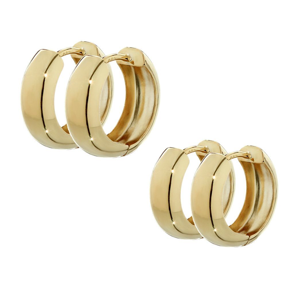 NKlaus Klappcreolen Paar 585 Gelbgold Klappcreolen Ohrringen 12,2 X 3, (Damen)