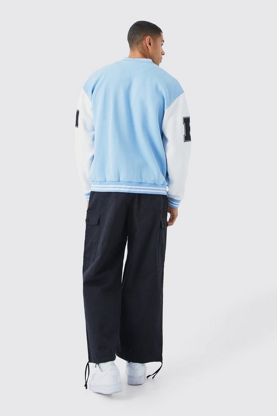 Oversize College-Bomberjacke aus Jersey