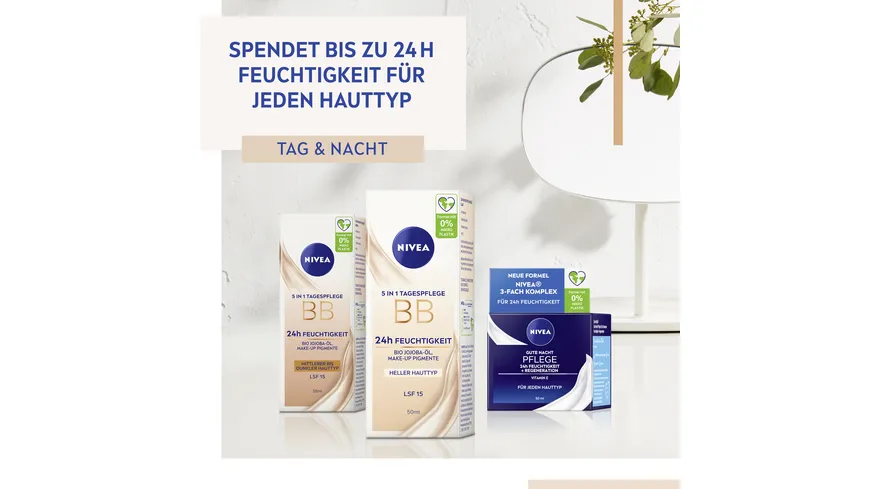NIVEA 5in1 BB Tagespflege 24h Feuchtigkeit Mittlerer bis Dunkler Hauttyp LSF 15 50 ml