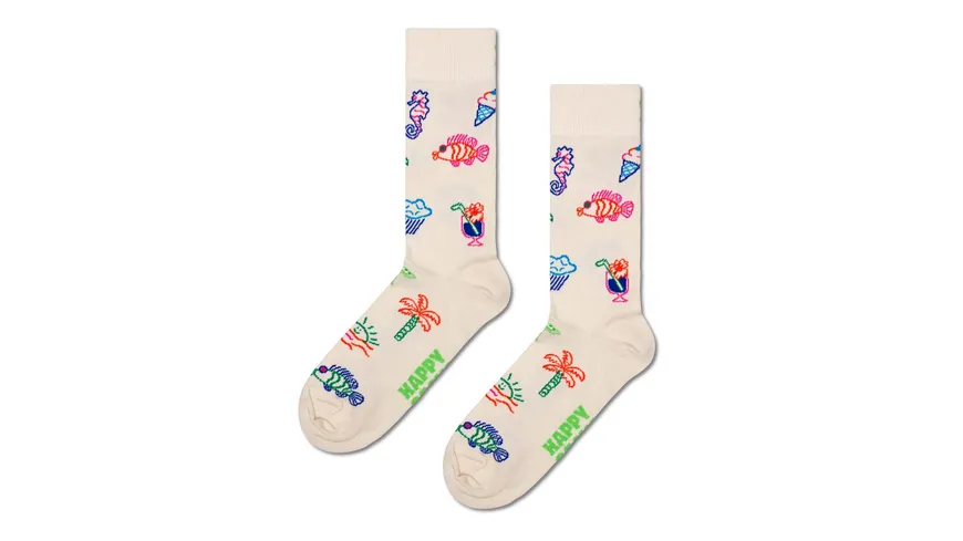 Happy Socks Damen Socken Summer Lo-Fi Beige