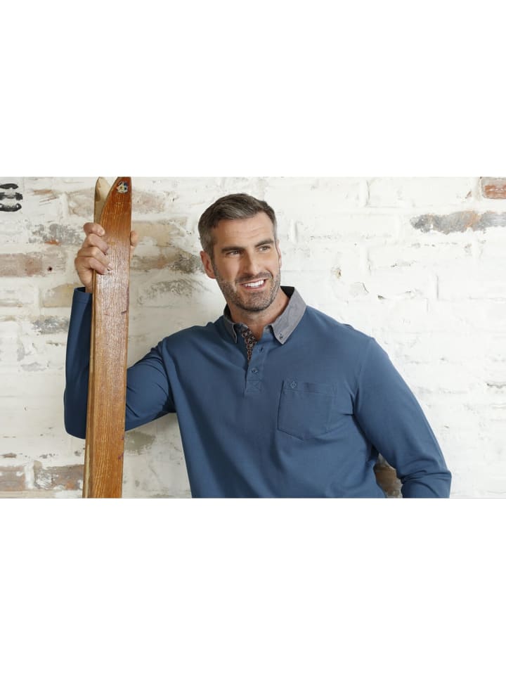 Charles Colby Langarm-Poloshirt DUKE BRENNAN in blau günstig kaufen