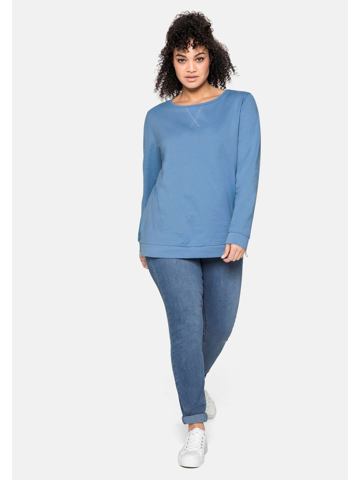 Sheego Sweatshirt Große Größen mit seitlichen Reißverschlüssen