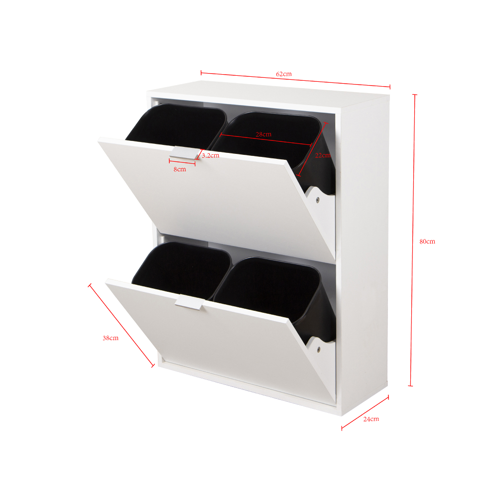 Happy Home Happy Home Mülleimerschrank mit 4 Abfalleimer weiß