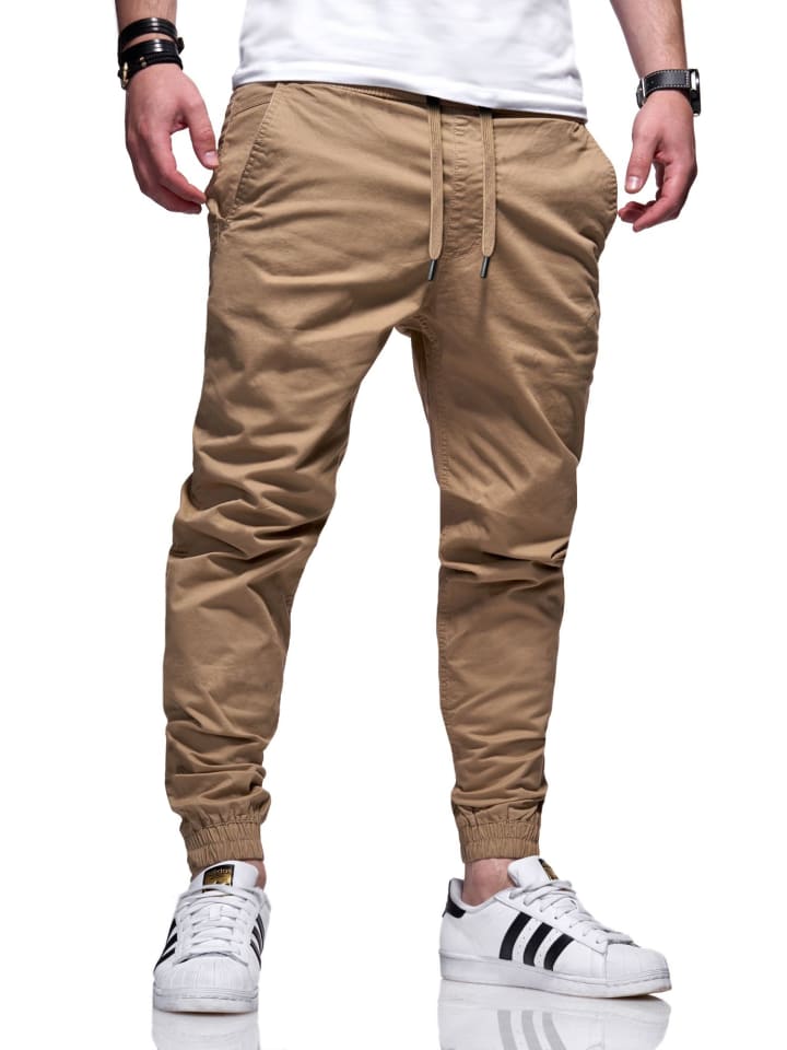 behype Chinohose - BHFORLI Jogger Chino Jeans Hose Stoffhose in Beige günstig kaufen