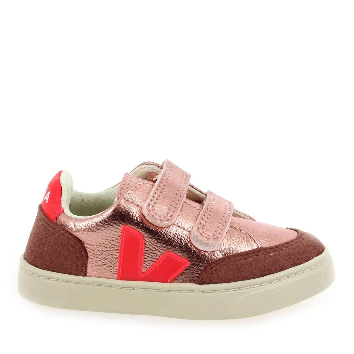 Veja  SMALL V12 VELCRO - Rose Fluo
