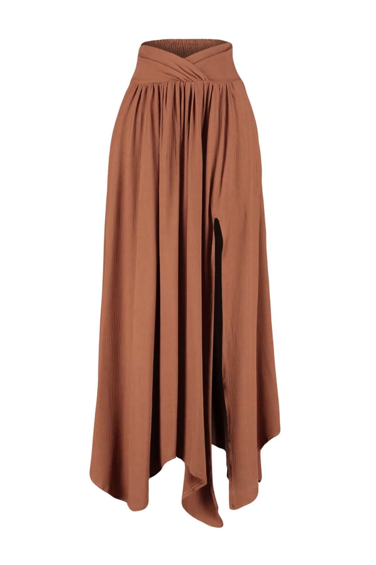 Trendyol Collection  Brauner gewebter Maxirock mit Schlitz TBESS23ET00001