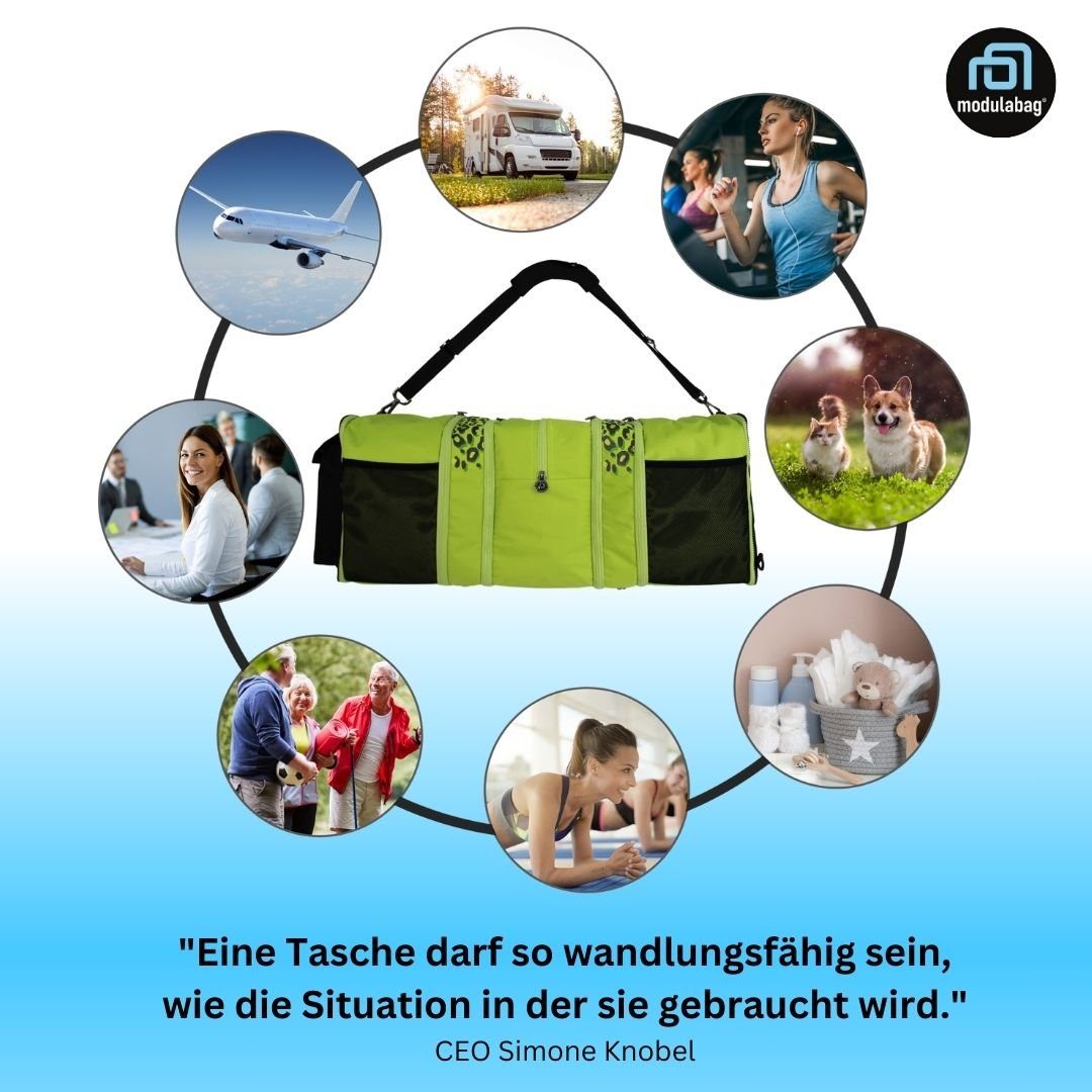 modulabag Reisetasche modulabag® modulares Tasche-Rucksack-Set - Leo - Tasche in 2 Farben (Set, 11-teilig), wasserabweisende Tasche mit 11 Elementen für den variablen Einsatz