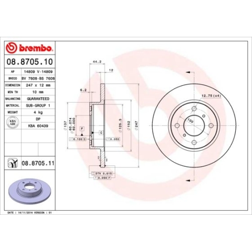 08.8705.11 BREMSSCHEIBE BREMBO VA  VP2 - ATU