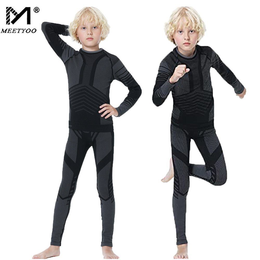 MEETYOO Thermounterhemd Kinder lange Unterhose Thermounterwäsche Set (Sport Ski Unterhemd Funktionswäsche, Fleece Funktionswäsche) Jungen Mädchen Skiunterwäsche