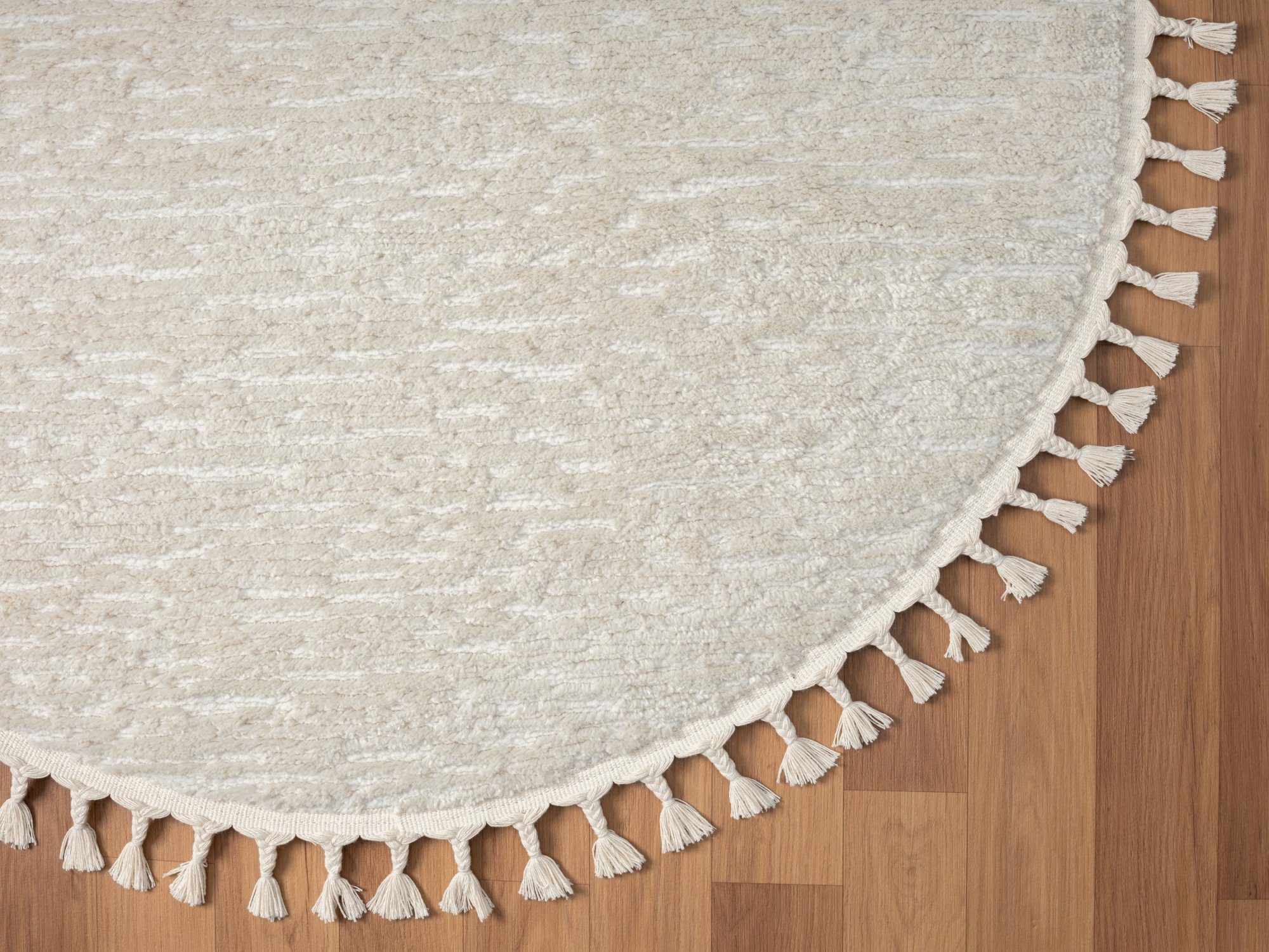 Teppich Liv, Hochflor-Teppich, Wohnando, Rund, Höhe: 20 mm, 3D-Design, im Boho-Stil, Moderner Fransen-Teppich