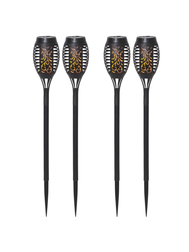 MARELIDA 4er Set LED Solar Gartenfackel mit Flammeneffekt H: 40cm in schwarz günstig kaufen onesize