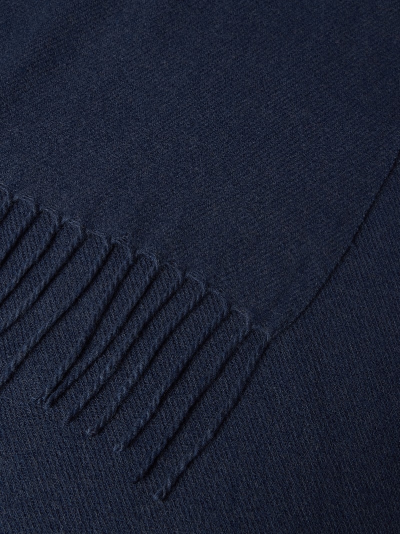 Schal mit Fransen und Label-Detail in dunkelblau