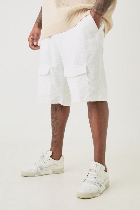 Plus strukturierte smarte Jacquard Cargo-Shorts aus Baumwolle