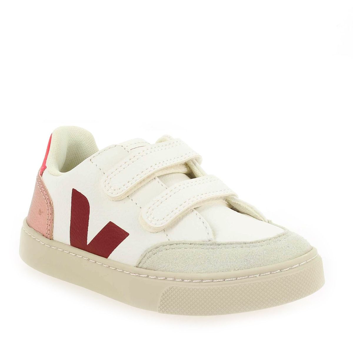 Veja  SMALL V12 VELCRO H23 - Blanc Rose