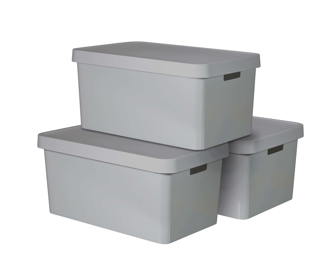 Curver 3-er Set INFINITY Box mit Deckel 45L hellgrau