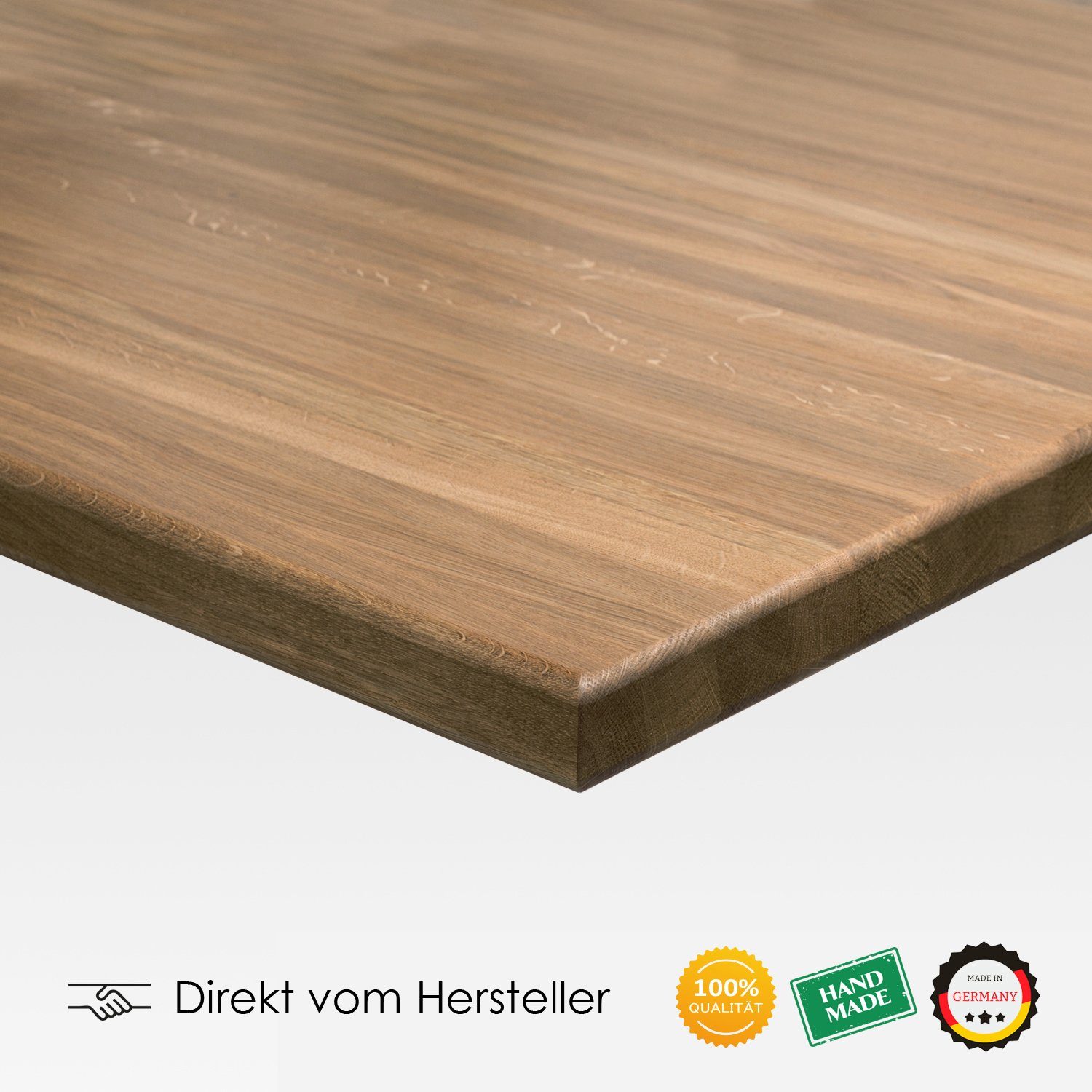 Rikmani Tischplatte Massivholzplatte Eiche Dunkel Naturholz Esstisch Schreibtisch Arbeitsplatte Küche Holzbrett Schreibtischplatte, Massivholz