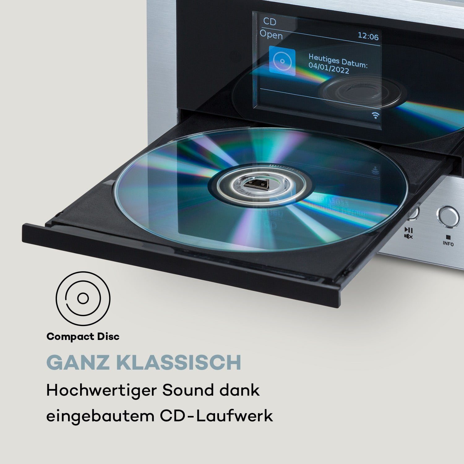 Auna Connect System Stereoanlage (Internet/DAB+/FM Radio, 30 W, Internetradio Küchenradio Digitalradio mit Bluetooth Musikanlage)