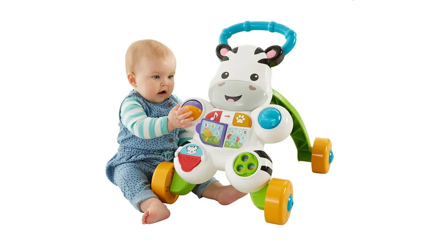 Fisher-Price Lern mit mir Zebra-Lauflernwagen, Baby Lauflernhilfe, Laufwagen
