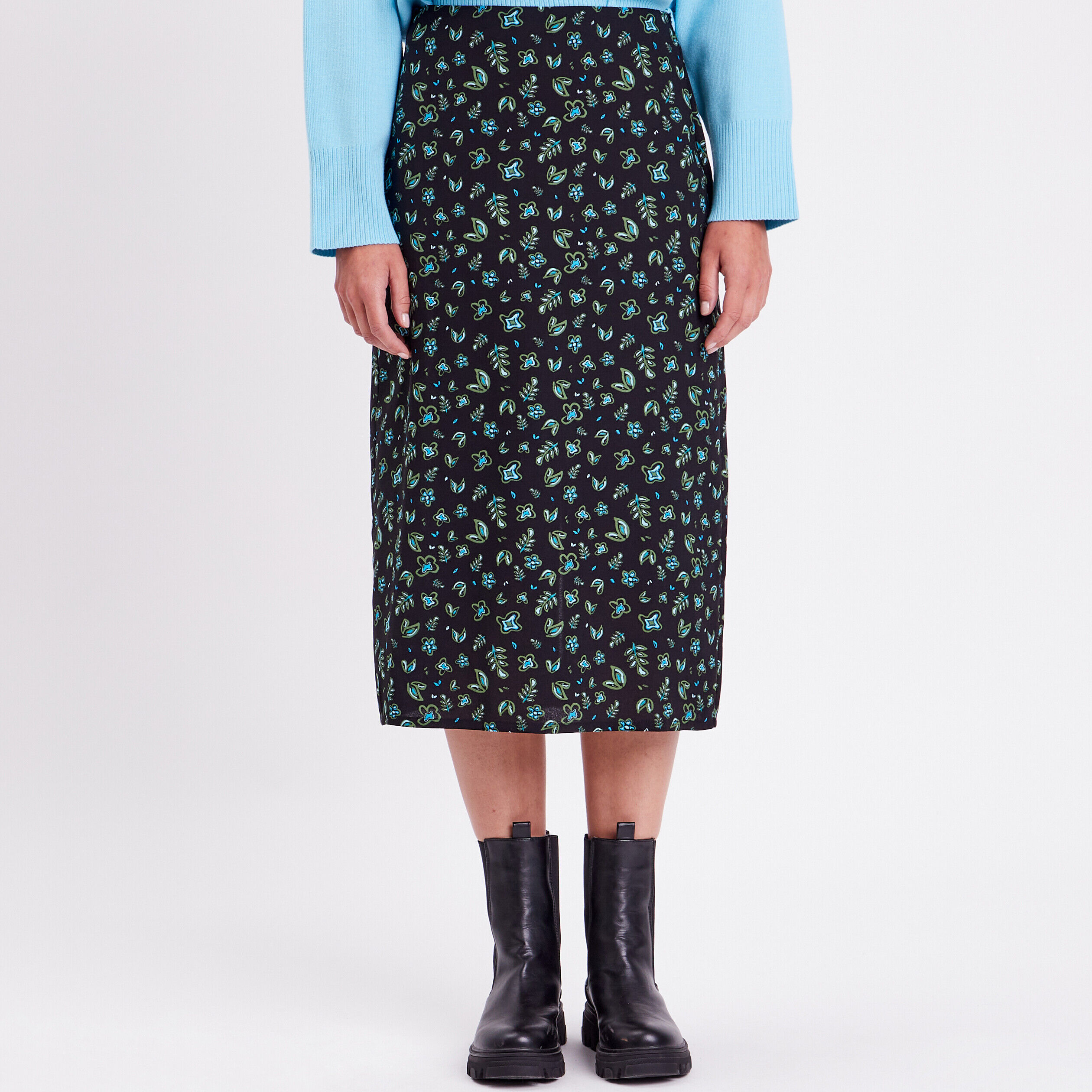 Jupe midi droite noir femme | Cache Cache