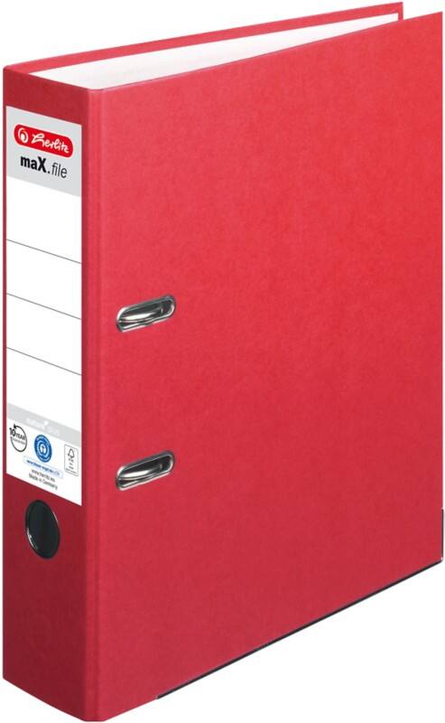 herlitz maX.file nature plus Ordner DIN A4 80 mm Rot 2 Ringe 10841385 Pappkarton, PP (Polypropylen) Texturiert Hochformat
